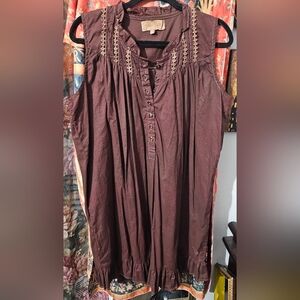 Sleeveless Ruffle-Hem Dress in Brown